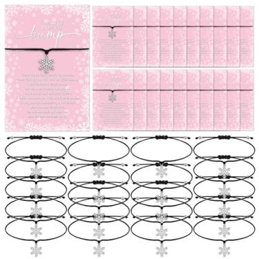 Imagem de Chuangdi 50 Sets Snowflake Bracelets Baby Shower Favors for Guests, Adjustable Snowflake Bracelets with a Message from The Bump Blessing Card for Gender Reveal Thank You Gifts