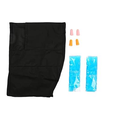 Imagem de Envoltório de cabeça de gelo para enxaqueca masculino feminino macio compressa fria tensão estresse alívio dor de cabeça chapéu com tampão de ouvido e máscara para dormir para conforto preto e alívio