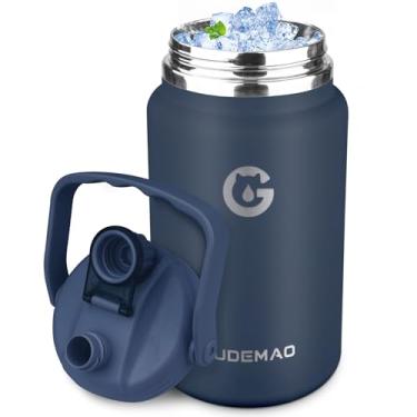 Imagem de Garrafa de água isolada de 1 galão com alça, garrafa de água de aço inoxidável de vácuo duplo de 4,110 g para bebidas quentes e frias, frasco de água grande à prova de vazamento para viagens, academia