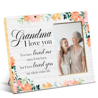 Imagem de JioJio Chan Porta-retrato de presente para avó, presente de aniversário de avó, moldura I Love You, 10 x 15 cm, presente de dia das mães para netos, decoração de mesa e parede para escritório em casa