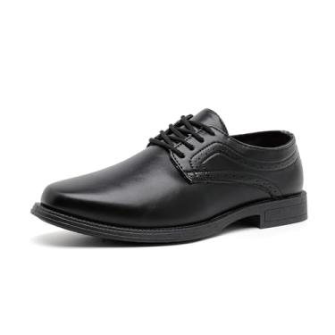Imagem de Sapato social masculino Oxford formal confortável clássico com cadarço Derby bico liso, Preto-25912, 41