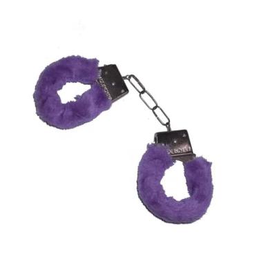 Imagem de Algemas de metal Erotica revestida com Pelucia Sexual Chaves Diversão Fantasia de Policia Roxo