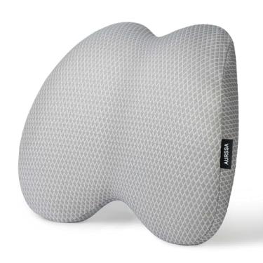 Imagem de Aurssa Almofada de apoio lombar, cadeira de escritório, almofada ergonômica para alívio da dor lombar, almofada respirável de fibra de ar com horas sentado no trabalhador, motorista e deficiente, alça