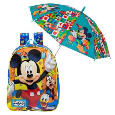 Imagem de Kit Escolar Mickey Mochila 362714 cm com Estampa PVC, Alças Acolchoada