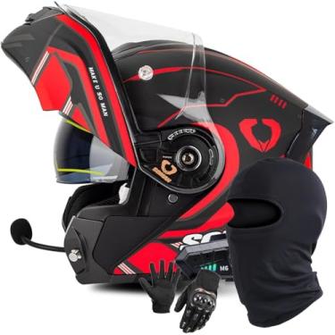 Imagem de Capacete Modular Dobrável Capacete De Motocicleta Integral Com Viseira Dupla Dot/Ece Aprovado Motocicleta Capacete Integrado Capacete De Scooter Capacete De Motocross Para Mu, G, XXL/63-64CM