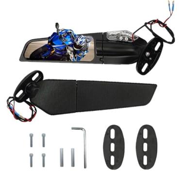 Imagem de Espelhos retrovisores de motocicleta de corrida com luzes LED de seta para Honda CBR250R CBR300R CBR500R CBR600RR, para Kawasaki Ninja 400 300 650 Suzuki GSXR600 750 Yamaha R3 Ducati