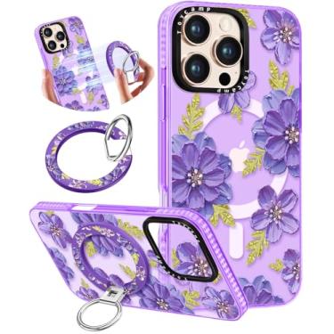 Imagem de Toycamp Capa para iPhone 16 Pro Max compatível com Magsafe - Design fofo 360° Suporte de anel magnético suporte engraçado Vt Flower Girly Pretty Fashion Capas de telefone TPU para mulheres Tenn Girls