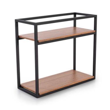 Imagem de Estante De Parede Linha Frame Organizador Aço e Madeira Mdf - Forma, P