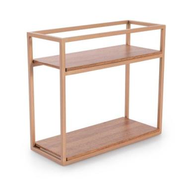 Imagem de Estante De Parede Linha Frame Organizador Aço e Madeira Mdf - Forma, D