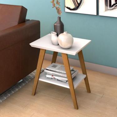 Imagem de Mesa de Canto Mônaco Tampo Em MDF 25mm Maciço Branco - MULTIPLA MOVEIS