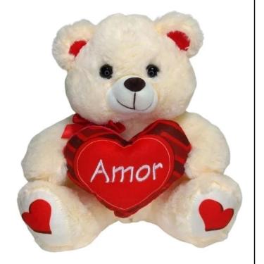 Imagem de Urso De Pelúcia Com Coração Amor 26Cm