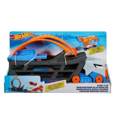 Imagem de Hot Wheels City Caminhão Pista Acrobacias Stunt & Go Vem C/ 1 carrinho - Transporta ate 18 carrinhos  - Mattel