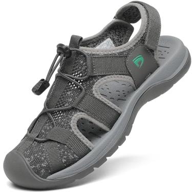 Imagem de Dannto Sandálias Esportivas Femininas Dedo Fechado Malha Caminhada Ao Ar Livre Atlético Casual Caminhada Sandálias Sapatos Aquáticos, Cinza Escuro, 37, Tamanho 7