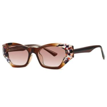 Imagem de VFDHN Óculos de sol vintage de luxo femininos para homens, armação de óculos escuros (chá de flores)