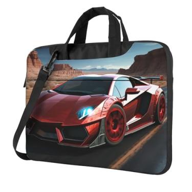 Imagem de Capa para laptop de carro de corrida vermelha à prova de choque capa protetora para notebook bolsa portátil para laptop para homens e mulheres, Preto, 13 inch