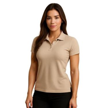 Imagem de Camiseta Gola Polo Basica Baby Look Areia - Fardas Uniformes,  EX, Are