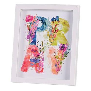 Imagem de Elanze Designs Placa decorativa emoldurada de mesa 22 x 28 cm madeira e vidro oração floral aquarela