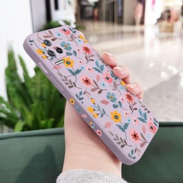 Imagem de Capa de celular com estampa de flores para Xiaomi Poco F7 X7 M6 X6 F6 M5S F5 X5 M5 F4 X4 M4 F3 M3 Pro C40 4G 5G GT, capa de sílica líquida, roxo claro, para POCO X5 5G