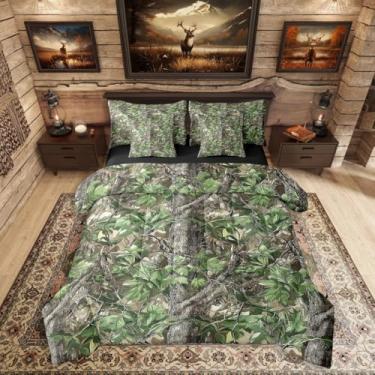 Imagem de Erosebridal Conjunto de cama em uma bolsa, tamanho solteiro, camuflado, exército, 7 peças, reversível, rústico, todas as estações, com edredom, lençóis, fronhas e fronhas