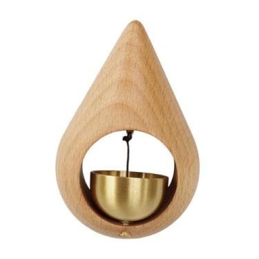 Imagem de Ｂｅｓｇａ Sino de lojista para abertura de porta, enfeite decorativo de campainha de porta com sino de latão, campainha de madeira para entrada de geladeira