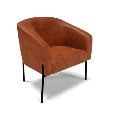 Imagem de Cadeira Sala De Jantar Pé De Ferro Preto Stella Sintético Pu D03 - D'rossi Cor Nozes