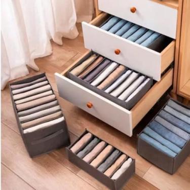 Imagem de Kit 03 Organizador De Roupa com 6 grids Dobrável Para Armário Gaveta de roupas dobradas
