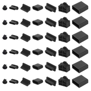 Imagem de 50 peças 7 tipos de tampa de plugue de poeira USB, plugue de silicone USB C à prova de poeira para USB-A fêmea/macho, Tipo-C, HDMI, fone de ouvido de 3,5 mm, tampas protetoras Ethernet RJ45