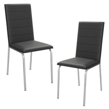 Imagem de Kit 2 Cadeiras Cromada Sala Jantar Corino Kappesberg Preto