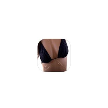 Imagem de Correntes de corpo douradas para mulheres, sexy em camadas, sutiã de biquíni, correntes corporais, moda verão, praia, joias corporais ou femininas, adjustable, liga metálica, Sem Pedra Preciosa