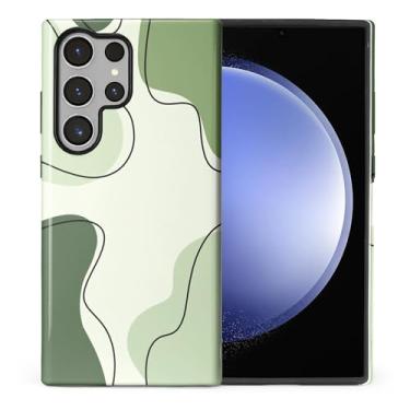 Imagem de ilikediy Capa para Samsung Galaxy S24 Ultra, HL2 Arte Ondulada Verde Híbrido 2 Camadas Capa Rígida Design Padrão de Silicone Capa Protetora