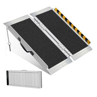 Imagem de Loezora Rampa Portátil Para Cadeira De Rodas 3 Pés, Leve E Dobrável Alumínio Degraus Casa, Superfície Antiderrapante, Suporta Até 800 Libras - Ideal Cadeiras Rodas, Patinetes Andadores