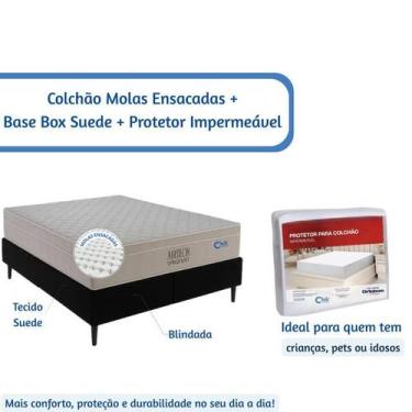 Imagem de Colchão Ortobom Airtech Molas Ensacadas Base Box Suede com Protetor Im
