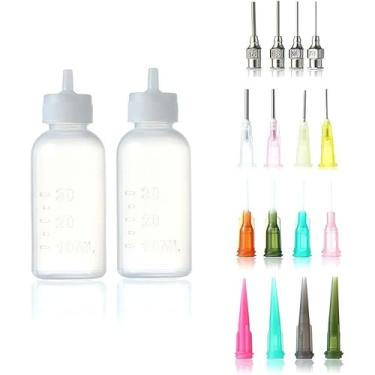 Imagem de Frasco aplicador de cola com ponta de precisão, frascos conta-gotas de plástico com dois frascos de 28 g e 16 pontas de agulha para quilling de papel, artesanato DIY