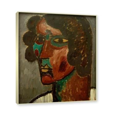 Imagem de NHLDZYH Moldura de champanhe. Impressões de arte Alexej von Jawlensky - Pintura de retrato - (Retrato de Sakharoff) - Pôster de decoração de parede vintage. 40 x 48 cm - 15,7 x 18,9 pol