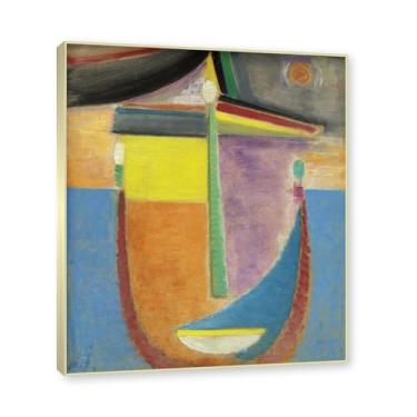 Imagem de NHLDZYH Moldura de champanhe. Impressões de arte Alexej von Jawlensky - Pintura de retrato - (cabeça abstrata) - Pôster de decoração de parede vintage. 40 x 48 cm - 15,7 x 18,9 pol