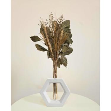 Imagem de Arranjo De Flores Secas Decorativo Vaso Solitário Hexa