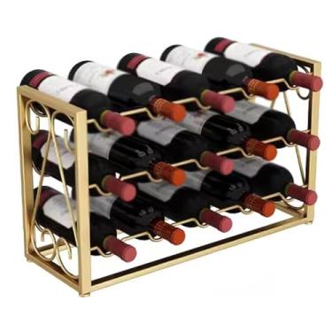 Imagem de Suporte de vinho de arte de ferro 2 níveis/3 camadas suporte de garrafas de vinho de bancada rack de metal organizador de vinho de mesa suporte de garrafas de vinho rack de champanhe