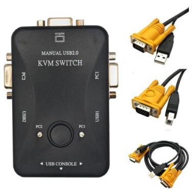 Imagem de Chaveador Kvm Usb 2.0 Switch 3 Portas Usbb 3 Usba 2 Cabosvga - Sobralt