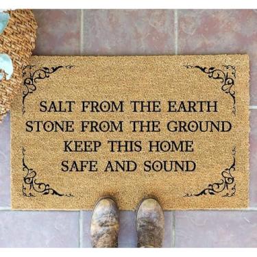 Imagem de Tapete de porta mágico prático, sal da terra, pedra do solo, mantenha esta casa segura e salva, tapete de porta mágico, tapete de porta frontal tapete de porta interessante tapete de porta interior