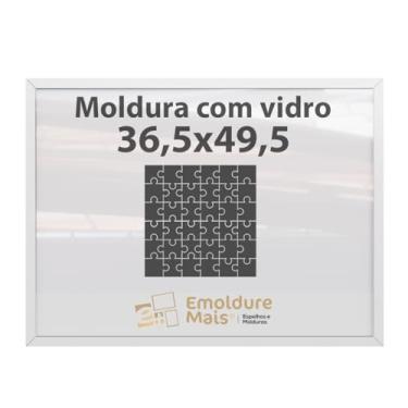 Imagem de Moldura para Quebra Cabeça Cabeca 49,5x36,5 500 peças Com Vidro para Quadro Puzzles Grow Puzzle cor Branca