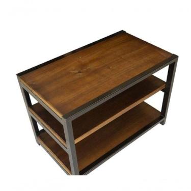 Imagem de Banco Sapateira Ferro e Madeira Organizar Sapatos Preto/Imbuia - CONVE