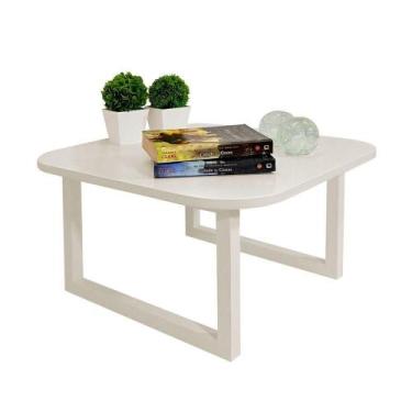 Imagem de Mesa De Centro Lateral De Apoio Para Sala Estar Square Off White Laca 
