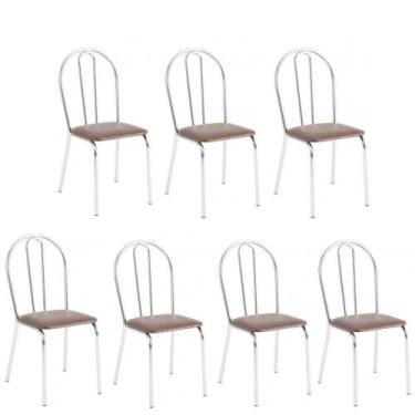 Imagem de Kit 7 Cadeiras Lisboa Cromada Para Cozinha Ou área Gourmet-assento Sin