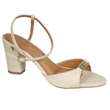 Imagem de Sandália Vizzano Feminina Salto Médio Grosso 6262.1031, Creme, 38