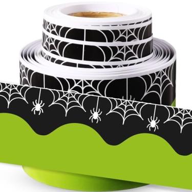 Imagem de Fuutreo Bordas de boletim de aranha de Halloween de 10 m, decoração de sala de aula, borda fofa, escritório, acabamento recortado, para festa de casamento nacional