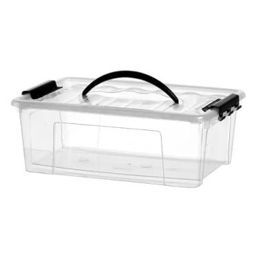 Imagem de Caixa Organizadora Transparente 7,3 Litros Ferramentas Livros Resistente Com Travas e Alça