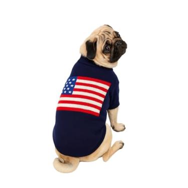 Imagem de Everything Chic Roupas de designer para cães, camisola, roupa pequena, PP, xícara de chá, cachorros, buldogue francês, dachshund, chihuahua, gatos, maltês, menino, menina (PP, bandeira americana)