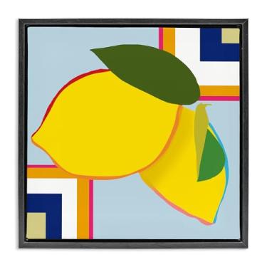 Imagem de Stupell Industries Arte de parede geométrica em tela flutuante preta com limão fruto, design de Daniela Santiago, 63 x 63 cm