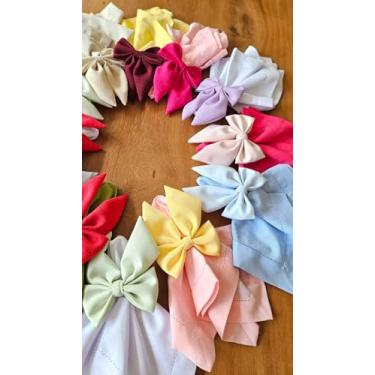 Imagem de Anel de Guardanapo Laço Tecido Linho Mesa Posta Decoração (Azul Claro, Tamanho Padrão)