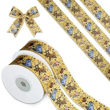 Imagem de Winnie Ribbon Fita de urso de 10 metros para decorações de aniversário de chá de bebê, fita clássica de gorgorão (1 rolo - 2 cm de largura, Winnie e amigos)